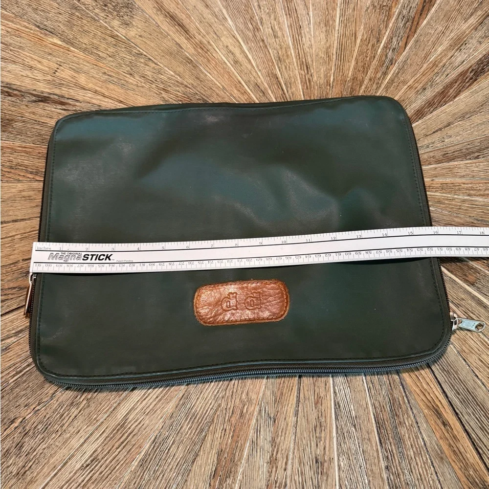 Jon Hart evergreen laptop bag large pine green zipper canvas leather PP initial